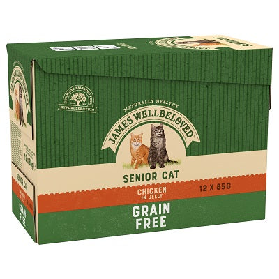 JW Cat Senior Chicken GF Pouches 12x85g