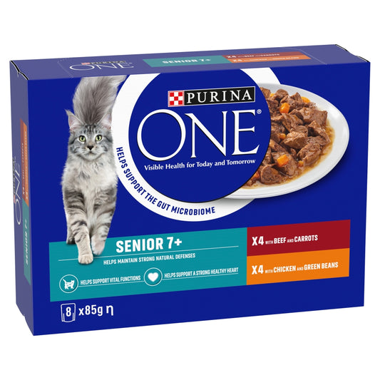 Purina One Senior Cat Chk/Bf Pch 5x8x85g